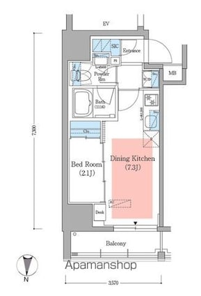 アーバネックス深川住吉Ⅲ[1DK/25.34m2]の間取図