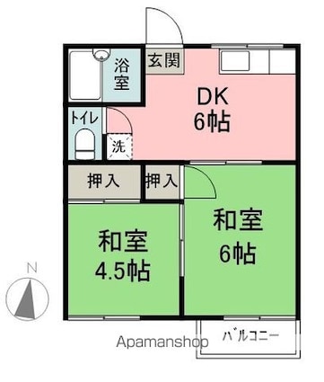 カーサヤマコシ[2DK/34.78m2]の間取図