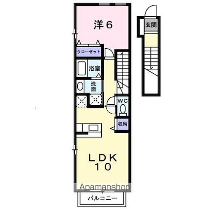 ＳＵＮ　ＳＱＵＡＲＥ新地　Ｂ[1LDK/42.37m2]の間取図
