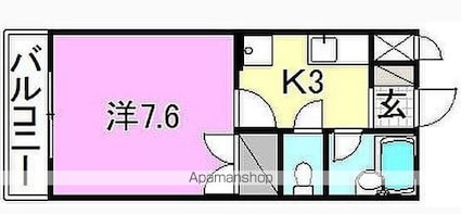 湯築ロジュマン３[1K/22.94m2]の間取図