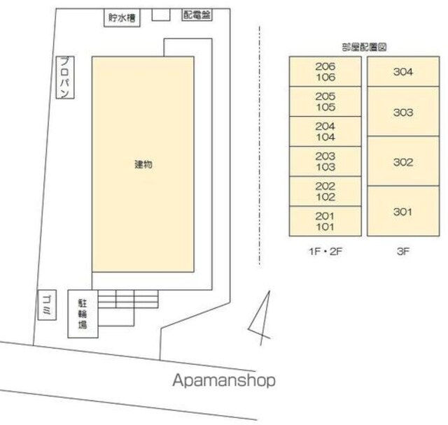 プレアール高松西町[1DK/36.1m2]の配置図