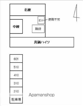 真鍋ハイツ中棟[1R/14.91m2]の配置図