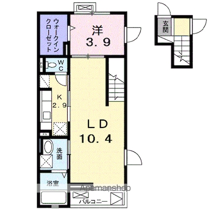 コンプリーション　アンソレイエ[1LDK/44.78m2]の間取図
