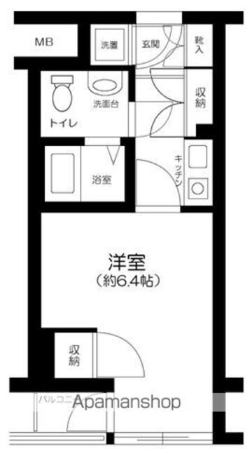 メイクスデザイン白金台[1K/22.18m2]の間取図