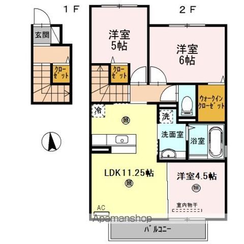 和歌山市中之島のアパートの間取り