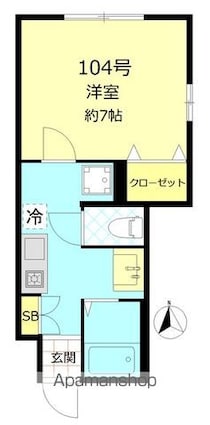 リラサンテ立花[1K/24.49m2]の間取図
