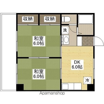 アーベルパートⅠ[2DK/39.69m2]の間取図
