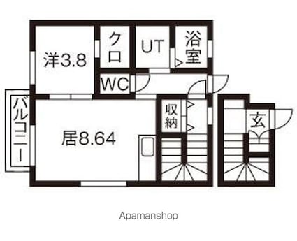 ミウ月が丘[1LDK/43.02m2]の間取図