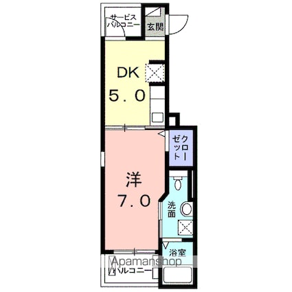 海[1DK/29.38m2]の間取図