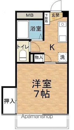 長野県松本市石芝３丁目[1K/24.75m2]の間取図