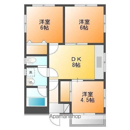 拝島マンション[3DK/54m2]の間取図