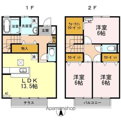ファミーユ東手城　Ｂ棟[3LDK/88.93m2]の間取図