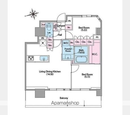 コンフォリア東新宿ステーションフロント[2LDK/60.88m2]の間取図