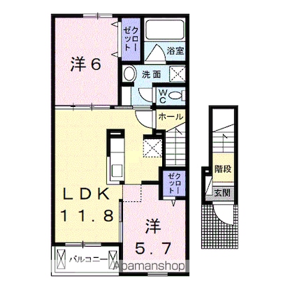 和歌山県御坊市島[2LDK/56.68m2]の間取図