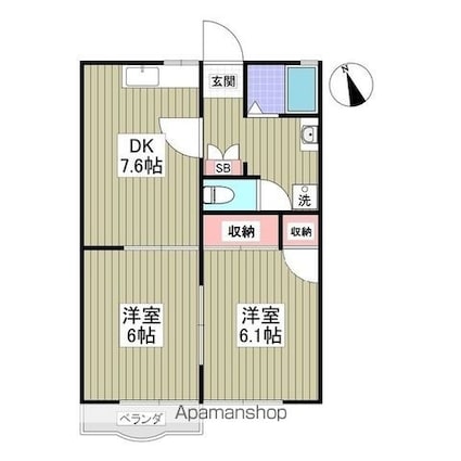 ビーミング[2DK/44m2]の間取図