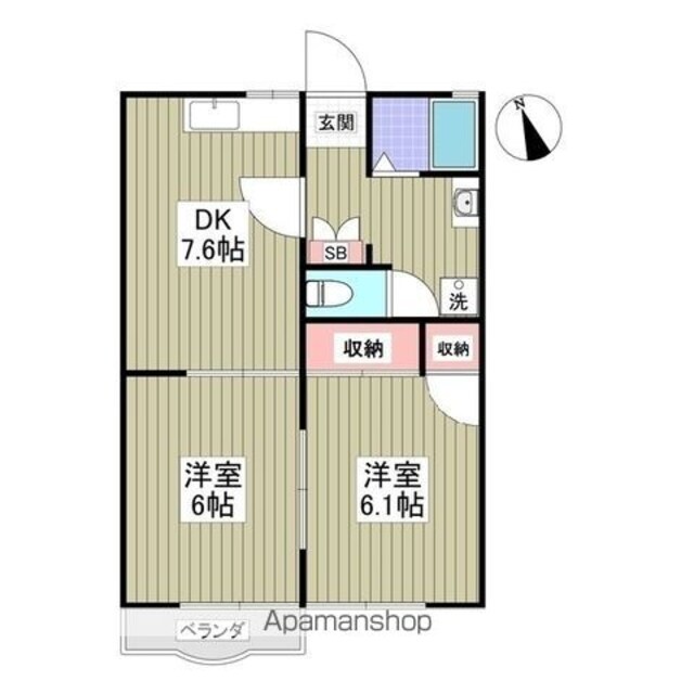ビーミング[2DK/44m2]の間取図