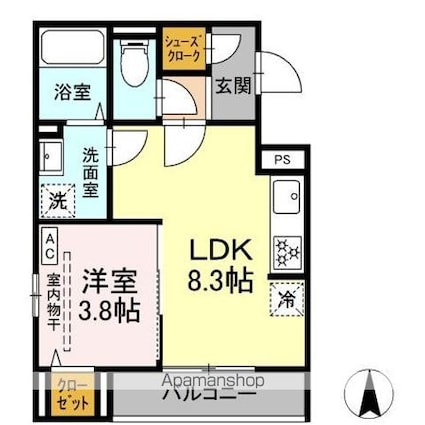 Ｄ　Ｐａｉｎａ　Ｋａｎｎｏｎ[1LDK/31.49m2]の間取図