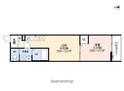 立川セイワレジデンスⅡ[1LDK/31.39m2]の間取図