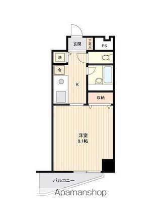 コスモリード幡ヶ谷[1R/26.23m2]の間取図