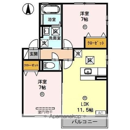 リビングタウン村国　Ａ[2LDK/57.93m2]の間取図