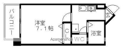 グレイス名駅北（旧称Ｔ‘ｓ　Ｄｒｅａｍ名駅北）[1K/22.06m2]の間取図