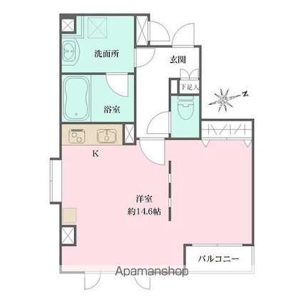 アフェア世田谷[1R/36.4m2]の間取図