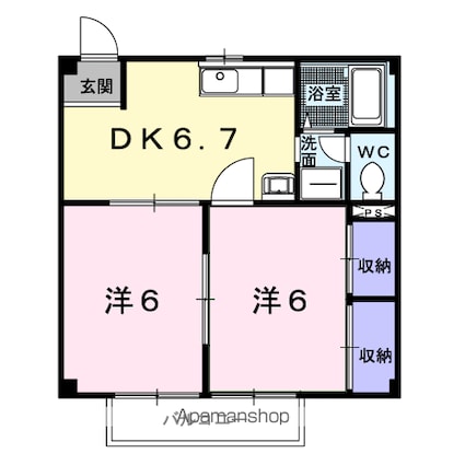岡山県倉敷市中庄[2DK/42.23m2]の間取図