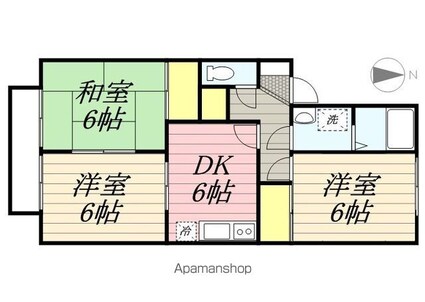 セントラルコート鷹子　Ａ棟[3DK/55.25m2]の間取図
