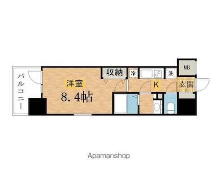 東京都八王子市寺町[1K/27.59m2]の間取図