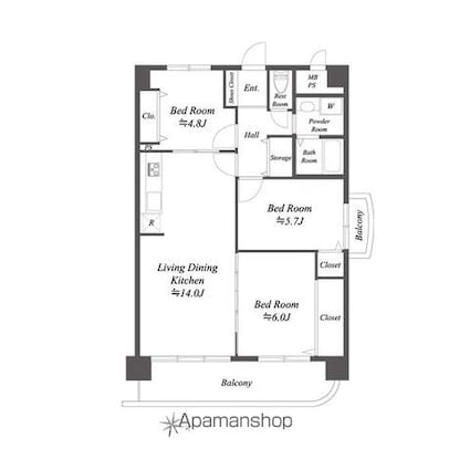 Ｄ’ｓＶＡＲＩＥ上池台レジデンス[3LDK/72m2]の間取図