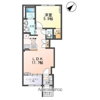 クララメンテ[1LDK/43.24m2]の間取図
