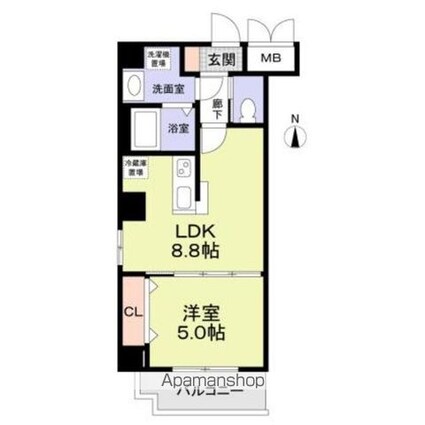 テオリア府中[1LDK/35.3m2]の間取図