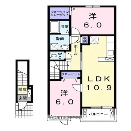 コッティ光Ⅱ[2LDK/57.21m2]の間取図