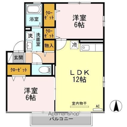ヒラソル[2LDK/55.44m2]の間取図