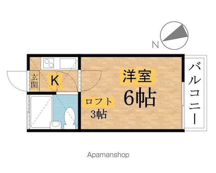 東京都八王子市椚田町[1R/14.62m2]の間取図