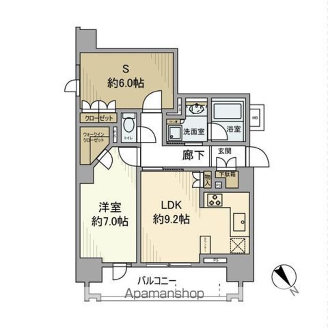 アドバンスクレール田端新町[1SLDK/54.61m2]の間取図