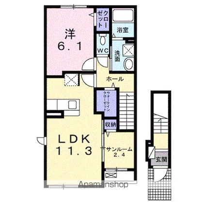 オルタンシア　Ⅰ[1LDK/50.96m2]の間取図