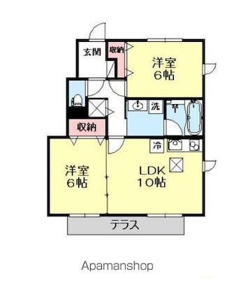 コモレビ大蔵　Ｂ[2LDK/55.93m2]の間取図