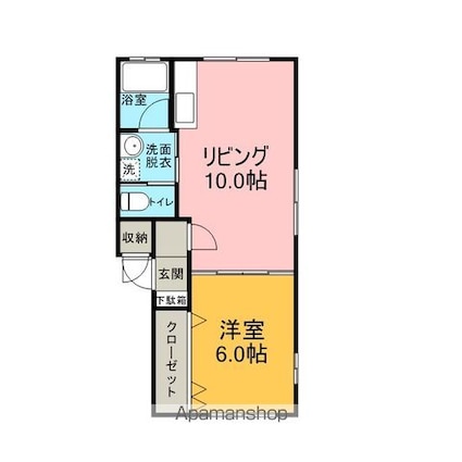 ボナール[1LDK/38.4m2]の間取図