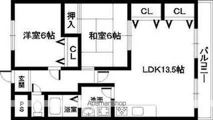 和歌山県海南市重根[2LDK/63.5m2]の間取図