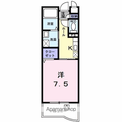 ピナイサーラ東大和[1K/26.01m2]の間取図