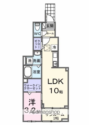 ヒカルサ甲府国母　イースト[1LDK/38.52m2]の間取図
