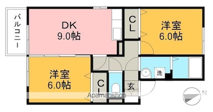 カーサ　ｏｄｅｎ[2DK/50.42m2]の間取図