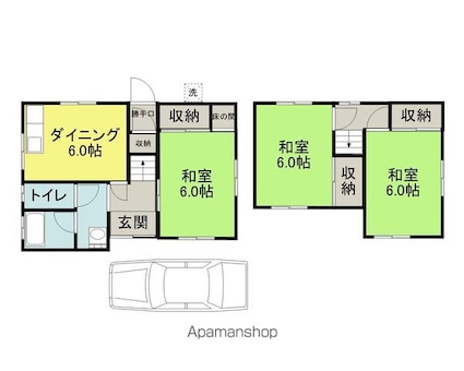 黒田様一戸建　北[3DK/60m2]の間取図