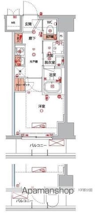 ハーモニーレジデンス横浜大通り公園ＥＩＲＡＫＵ[1K/20.55m2]の間取図