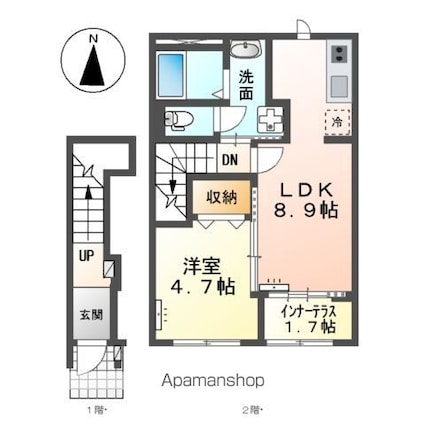 Ｇｒａｃｅ　Ｆｉｎｅ　（グレースファイン）[1LDK/42.34m2]の間取図