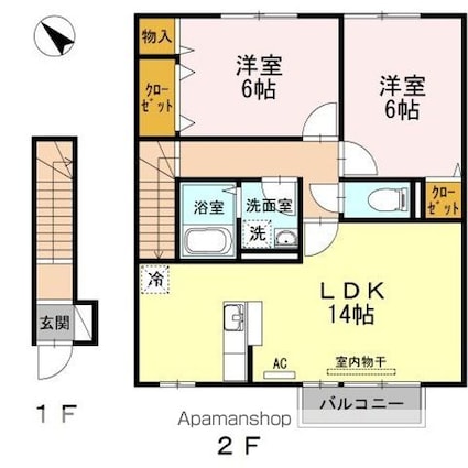 レジデンス城東[2LDK/65.31m2]の間取図