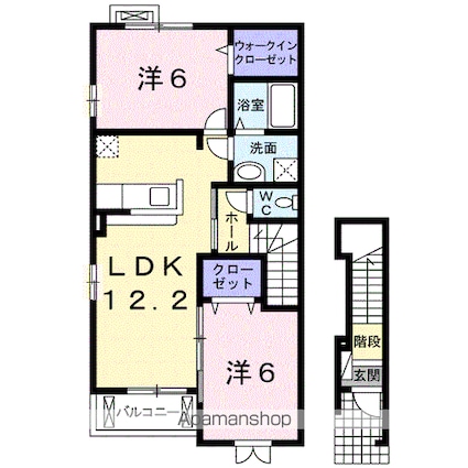 エスポワール　Ｂ[2LDK/58.52m2]の間取図