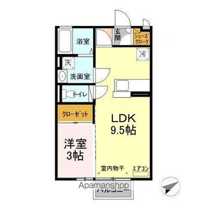 ヘクセンハウス堀町[1LDK/33.39m2]の間取図