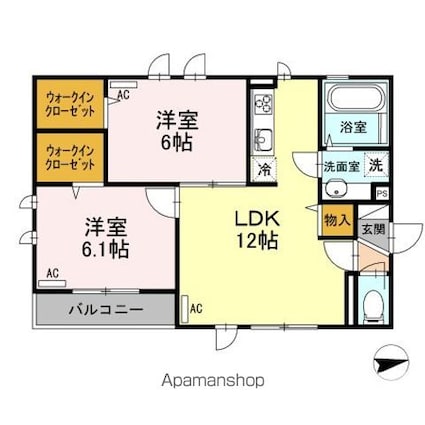 ラドリオ八幡山[2LDK/55.58m2]の間取図